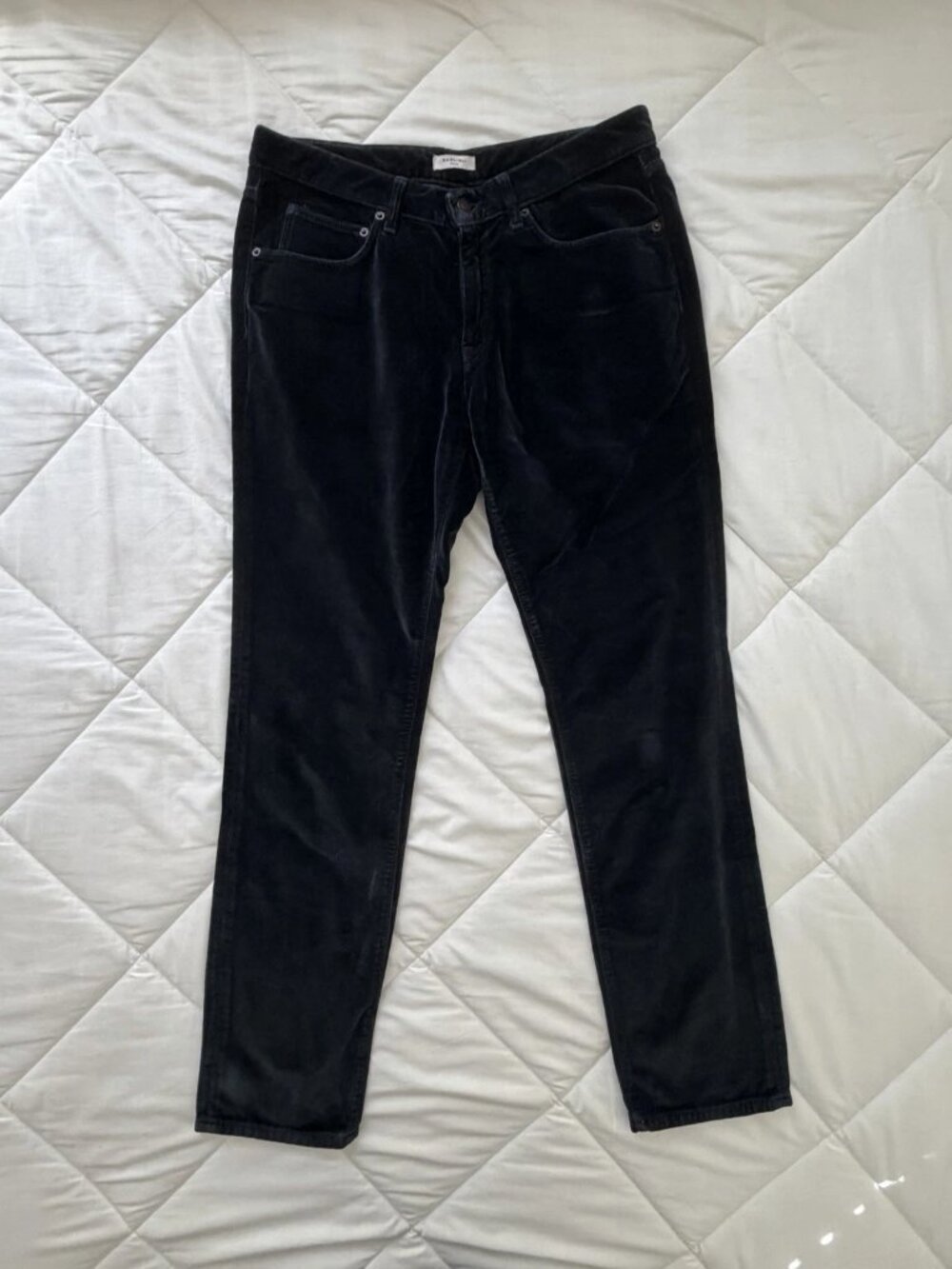 Boglioli Mens Black Velour Velvet 5-Pocket Chino Pants 32 Made in Italy